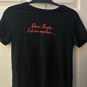 Black T-Shirt with Red Santa Text